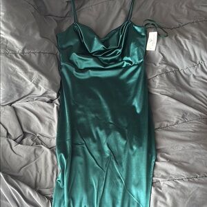 Elegant Green Satin Dress